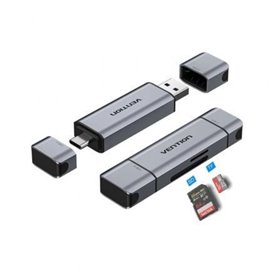 Leitor de Cartões Externo Vention CLKB0/ USB 3.0 e USB-C