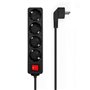 Aisens Base Múltipla 4 Tomadas com Interruptor com Cabo 3×1,5mm2 - 1,4m - Cor Preta