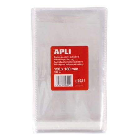 Sacos Transparentes de Polipropileno Apli com Fecho Adesivo - Tamanho 120 x 180mm - Calibre 120 - Alta Resistência e Flexibilida