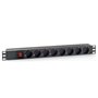 Cromad Power Strip 8 Shuckos para montagem em rack 19" 1U - Interruptor liga/desliga - Caixa de plástico - Cabo de 1,80m