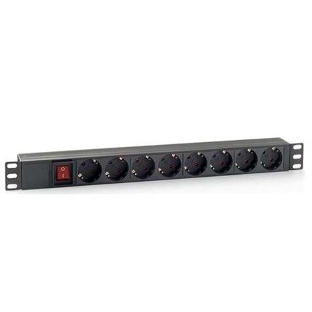 Cromad Power Strip 8 Shuckos para montagem em rack 19" 1U - Interruptor liga/desliga - Caixa de plástico - Cabo de 1,80m
