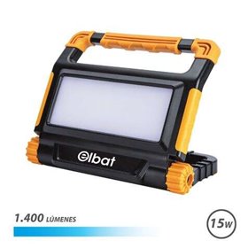 Foco recarregável Elbat 15W - Luz fria, 6000K - 1400 Lumens - Bateria 3,7V / 5000Mah - Recarregável com cabo USB - Cabo de carre