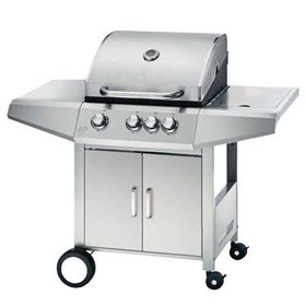 Churrasqueira a Gás Inox 4 Queimadores Muvip - Estrutura em Aço Inox - 3 Queimadores Centrais + 1 Queimador Lateral - 2 Grelhas 