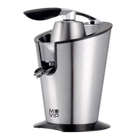 Espremedor elétrico Muvip em aço inoxidável 600W - Corpo, alça e filtro em aço inoxidável - Sistema anti-gotejamento - 2 tamanho