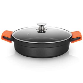 Caçarola baixa Orbegozo CDB 1032 - Alumínio fundido não deformável - Capacidade 5,9L - Cabos de silicone - Antiaderente Pfoa - A