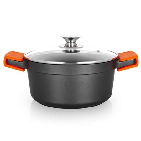 Orbegozo CDH 3024 - Caçarola de alumínio fundido da vovó não deformável - 4,5 L - Alças de silicone - Antiaderente - Adequado pa