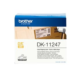 Brother DK11247 - Etiquetas pré-cortadas originais para remessas grandes - 103x164 mm - 180 unidades - Texto preto em fundo bran