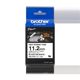 Fita termoencolhível original Brother HSe231E para etiquetas de cabos - Texto preto em fundo branco - Largura 11,2 mm x 1,5 metr Fita termoencolhível original Brother HSe231E para etiquetas de cabos - Texto preto em fundo branco - Largura 11,2 mm x 1,5 metr