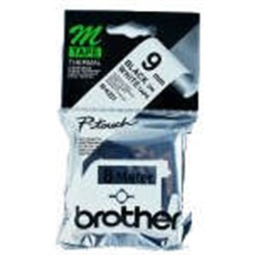 Etiquetas original não laminada Brother MK221BZ - Texto preto em fundo branco - Largura 9 mm x 8 metros