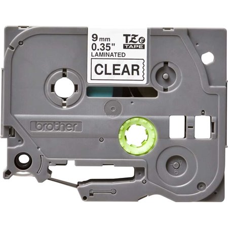 Etiquetas laminadas original Brother TZe121 - Texto preto em fundo transparente - Largura 9 mm x 8 metros