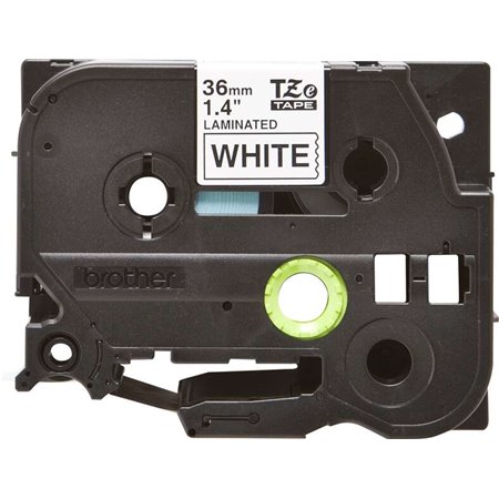 Etiquetas laminadas original Brother TZe261 - Texto preto em fundo branco - Largura 36 mm x 8 metros