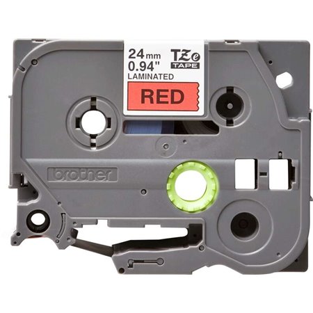 Etiquetas laminadas original Brother TZe451 - Texto preto em fundo vermelho - Largura 24 mm x 8 metros
