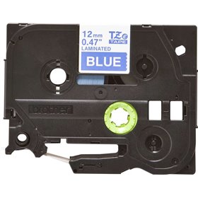Etiquetas laminadas original Brother TZe535 - Texto branco em fundo azul - Largura 12 mm x 8 metros
