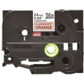 Etiquetas laminadas fluorescente original Brother TZeB51 - Texto preto em fundo branco - Largura 24 mm x 5 metros