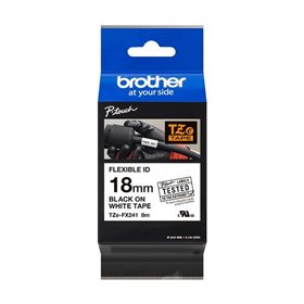 Etiquetas laminadas flexível original Brother TZeFX241 - Texto preto em fundo branco - 18 mm x 8 m de largura