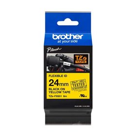 Etiquetas laminadas flexível original Brother TZeFX651 - Texto preto em fundo amarelo - Largura 24 mm x 8 metros