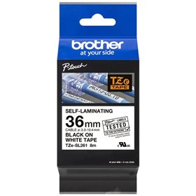 Fita autolaminada original Brother TZeSL261 - Texto preto sobre fundo branco - Largura 36 mm x 8 metros
