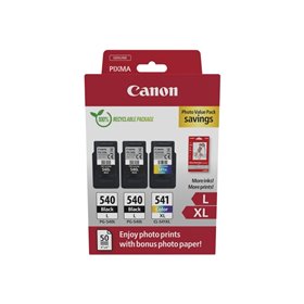 Canon PG540L Preto + CL541XL Colorido Pack de 3 Tinteiros Originais + 50 Folhas de Papel Fotográfico - 5224B015