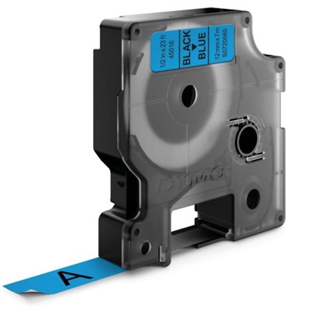Etiquetas original Dymo D1 45016 para etiquetadora - Texto preto em fundo azul - Largura 12 mm x 7 metros - S0720560