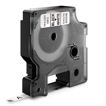 Etiquetas original Dymo D1 para etiquetadora - Texto preto em fundo branco - 6 mm x 7 m de largura - S0720780