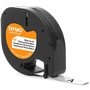 Dymo LetraTag S0718850 Etiquetas têxtil termocolante original para máquina de etiquetas - Texto preto em fundo branco - 12 mm de
