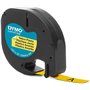 Etiquetas original Dymo LetraTag S0721620 para etiquetadora - Texto preto em fundo amarelo - Largura 12 mm x 4 metros (91202)