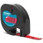Etiquetas original Dymo LetraTag S0721630 para etiquetadora - Texto preto em fundo vermelho - Largura 12 mm x 4 metros (91203)