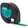 Etiquetas original Dymo LetraTag S0721640 para etiquetadora - Texto preto em fundo verde - Largura 12 mm x 4 metros (91204)