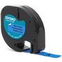 Etiquetas original Dymo LetraTag S0721650 para etiquetadora - Texto preto em fundo azul - Largura 12 mm x 4 metros (91205)