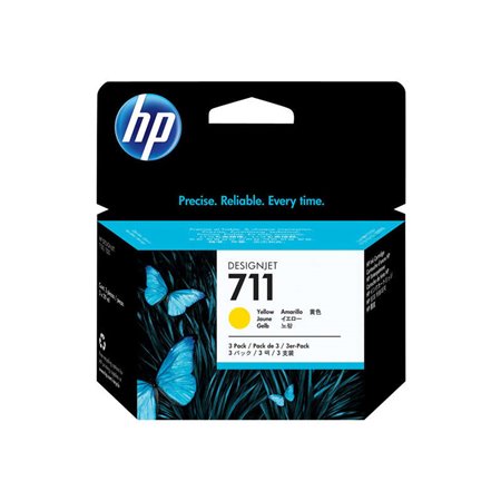 Tinteiros originais HP 711 amarelos, Pack de 3 - CZ136A