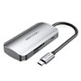 Docking USB-C Vention TNHHB/ 3xUSB/ 1xUSB-C PD/ 1xLeitor de Cartões SD e MicroSD/ Cinza