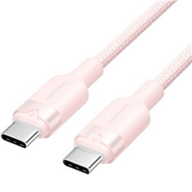 Cabo USB 2.0 Tipo-C 3A Vention TRDPF, USB Tipo-C Macho - USB Tipo-C Macho, Até 60W, 480Mbps, 1m, Rosa Cabo USB 2.0 USB-C 3A Vention TRDPF/ USB-C Macho - USB-C Macho/ Até 60W/ 480Mbps/ 1m/ Rosa