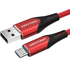 Cabo USB 2.0 Vention COARF, USB Macho - MicroUSB Macho, Até 60W, 480Mbps, 1m, Vermelho Cabo USB 2.0 Vention COARF/ USB Macho - MicroUSB Macho/ Até 60W/ 480Mbps/ 1m/ Vermelho