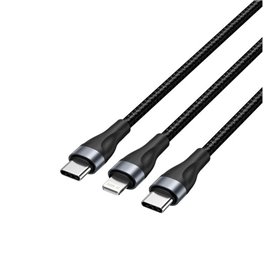 Cabo USB Tipo-C Vention H17BAV, USB Tipo-C Macho - Lightning Macho, USB Tipo-C Macho, 60W, 480Mbps, 1.2m, Preto Cabo USB-C Vention H17BAV/ USB-C Macho - Lightning Macho/ USB-C Macho/ 60W/ 480Mbps/ 1.2m/ Preto