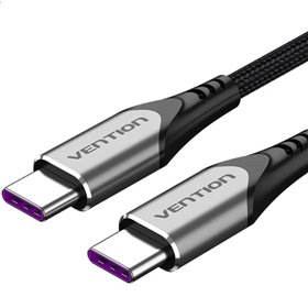 Cabo USB 2.0 USB-C Vention TAEHG/ USB-C Macho - USB-C Macho/ Até 100W/ 480Mbps/ 1.5m/ Cinza