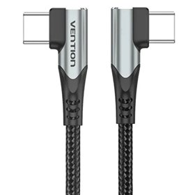 Cabo USB 2.0 USB-C 90º Vention TANHD/ USB-C Macho - USB-C Macho/ Até 100W/ 480Mbps/ 50cm/ Cinza