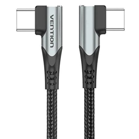 Cabo USB 2.0 USB-C 90º Vention TANHD/ USB-C Macho - USB-C Macho/ Até 100W/ 480Mbps/ 50cm/ Cinza