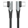 Cabo USB 2.0 USB-C 90º Vention TANHD/ USB-C Macho - USB-C Macho/ Até 100W/ 480Mbps/ 50cm/ Cinza