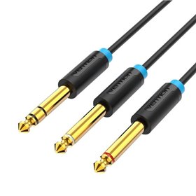 Cabo Stereo Vention BATBH/ Jack 6.35 Macho - 2x Jack 6.35 Macho/ 2m/ Preto