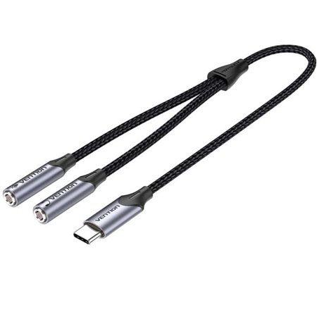 Cabo Conversor USB-C Vention BGNHY/ USB-C Macho - 2x Jack 3.5 Fêmea/ 30cm/ Cinza