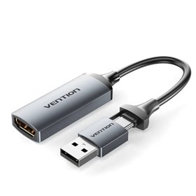 Conversor HDMI 4K 60Hz Vention ACWHA/ HDMI Fêmea / USB Macho - USB-C Macho/ 480Mbps/ 10cm/ Preto