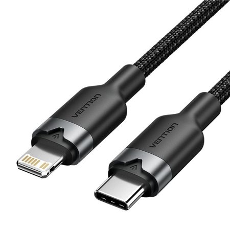 Cabo USB-C Lightning Vention LALBH/ USB-C Macho - Lightning Macho/ 27W/ 480Mbps/ 2m/ Preto