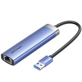 Hub USB 3.0 Vention TGFSB/ 3xUSB/ 1xRJ45/ 1xUSB-C PD
