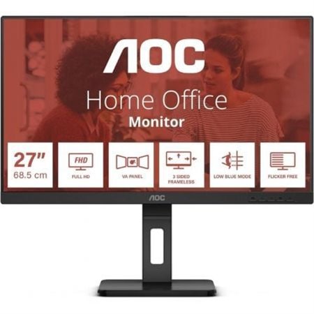 Monitor profissional AOC 27E3QAF de 27" / Full HD / Multimídia / Altura ajustável / Preto