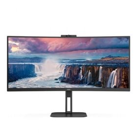 Monitor profissional curvo ultrawide AOC CU34V5CW/BK de 34"/ UWQHD/ Webcam/ Multimídia/ Altura ajustável/ Preto