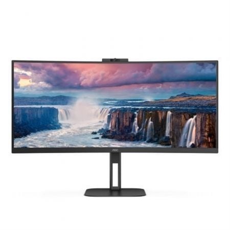 Monitor profissional curvo ultrawide AOC CU34V5CW/BK de 34"/ UWQHD/ Webcam/ Multimídia/ Altura ajustável/ Preto