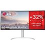 Monitor profissional ultrawide LG UltraWide 34WQ650-W de 34"/ WFHD/ Multimídia/ Altura ajustável/ Prata e branco