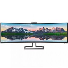 Philips 499P9H Monitor profissional ultrawide curvo de 48,8"/ QHD duplo/ Webcam/ Multimídia/ Altura ajustável/ Preto
