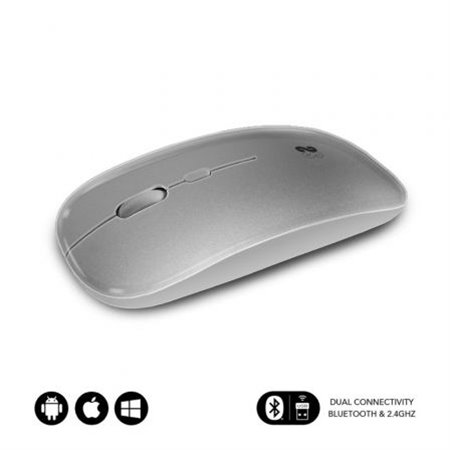 Mouse sem fio Bluetooth Subblim Dual Flat/ Bateria recarregável/ Até 1600 DPI/ Prata