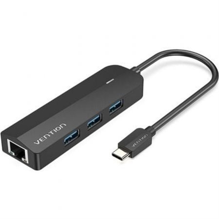 Dock USB Tipo-C Vention TGPBB, 3xUSB, 1xRJ45, 1xMicro B PD, Preto